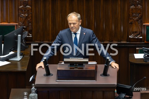  11.06.2025 WARSZAWA<br />
POSIEDZENIE SEJMU W WARSZAWIE<br />
GLOSOWANIE NAD WOTUM ZAUFANIA DLA RZADU<br />
N/Z PREMIER DONALD TUSK<br />
FOT. ANTONI BYSZEWSKI/FOTONEWS 