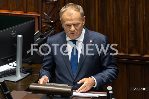  11.06.2025 WARSZAWA<br />
POSIEDZENIE SEJMU W WARSZAWIE<br />
GLOSOWANIE NAD WOTUM ZAUFANIA DLA RZADU<br />
N/Z PREMIER DONALD TUSK<br />
FOT. ANTONI BYSZEWSKI/FOTONEWS 