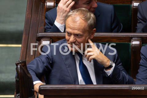  11.06.2025 WARSZAWA<br />
POSIEDZENIE SEJMU W WARSZAWIE<br />
GLOSOWANIE NAD WOTUM ZAUFANIA DLA RZADU<br />
N/Z PREMIER DONALD TUSK<br />
FOT. ANTONI BYSZEWSKI/FOTONEWS 