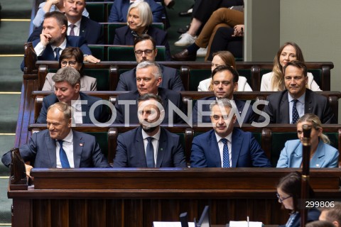  11.06.2025 WARSZAWA<br />
POSIEDZENIE SEJMU W WARSZAWIE<br />
GLOSOWANIE NAD WOTUM ZAUFANIA DLA RZADU<br />
N/Z PREMIER DONALD TUSK WLADYSLAW KOSINIAK - KAMYSZ KRZYSZTOF GAWKOWSKI TOMASZ SIEMONIAK BARBARA NOWACKA JAN GRABIEC ANDRZEJ DOMANSKI IZABELA LESZCZYNA KATARZYNA PELCZYNSKA NALECZ<br />
FOT. ANTONI BYSZEWSKI/FOTONEWS 