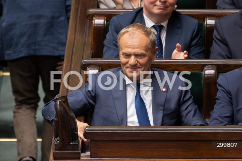  11.06.2025 WARSZAWA<br />
POSIEDZENIE SEJMU W WARSZAWIE<br />
GLOSOWANIE NAD WOTUM ZAUFANIA DLA RZADU<br />
N/Z PREMIER DONALD TUSK<br />
FOT. ANTONI BYSZEWSKI/FOTONEWS 