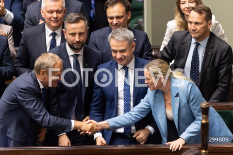  11.06.2025 WARSZAWA<br />
POSIEDZENIE SEJMU W WARSZAWIE<br />
GLOSOWANIE NAD WOTUM ZAUFANIA DLA RZADU<br />
N/Z PREMIER DONALD TUSK WLADYSLAW KOSINIAK - KAMYSZ KRZYSZTOF GAWKOWSKI BARBARA NOWACKA<br />
FOT. ANTONI BYSZEWSKI/FOTONEWS 