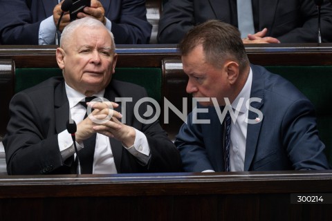  24.06.2025 WARSZAWA<br />
POSIEDZENIE SEJMU RP<br />
N/Z JAROSLAW KACZYNSKI MARIUSZ BLASZCZAK<br />
FOT. MARCIN BANASZKIEWICZ/FOTONEWS  