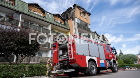  04.07.2025 ZABKI<br />
POZAR BUDYNKU MIESZKALNEGO<br />
N/Z BUDYNEK PO POZARZE<br />
FOT. MARCIN BANASZKIEWICZ / FOTONEWS  
