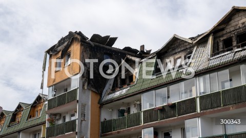  04.07.2025 ZABKI<br />
POZAR BUDYNKU MIESZKALNEGO<br />
N/Z BUDYNEK PO POZARZE<br />
FOT. MARCIN BANASZKIEWICZ / FOTONEWS  