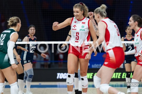  23.07.2025 LODZ <br />
FIVB WOMEN'S VOLLEYBALL NATIONS LEAGUE <br />
SIATKARSKA LIGA NARODOW KOBIET <br />
MECZ POLSKA - CHINY ( POLAND - CHINA ) <br />
N/Z AGNIESZKA KORNELUK RADOSC EMOCJE<br />
 