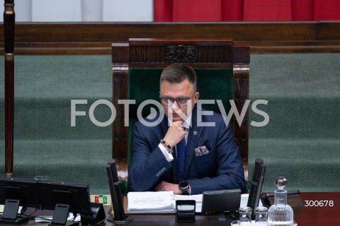  25.07.2025 WARSZAWA<br />
POSIEDZENIE SEJMU RP<br />
N/Z MARSZALEK SEJMU SZYMON HOLOWNIA<br />
FOT. MARCIN BANASZKIEWICZ / FOTONEWS  