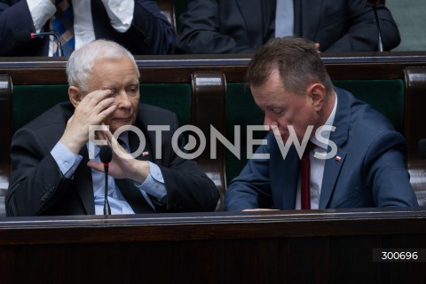  25.07.2025 WARSZAWA<br />
POSIEDZENIE SEJMU RP<br />
N/Z JAROSLAW KACZYNSKI MARIUSZ BLASZCZAK<br />
FOT. MARCIN BANASZKIEWICZ / FOTONEWS  