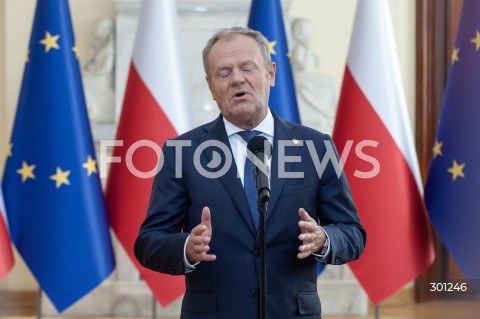  13.08.2025 WARSZAWA<br />
KONFERENCJA PREMIERA DONALDA TUSKA<br />
N/Z PREMIER DONALD TUSK<br />
 