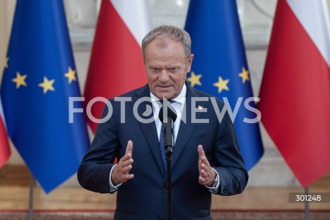  13.08.2025 WARSZAWA<br />
KONFERENCJA PREMIERA DONALDA TUSKA<br />
N/Z PREMIER DONALD TUSK<br />
 