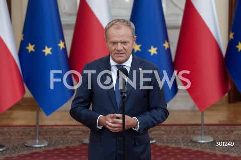  13.08.2025 WARSZAWA<br />
KONFERENCJA PREMIERA DONALDA TUSKA<br />
N/Z PREMIER DONALD TUSK<br />
 
