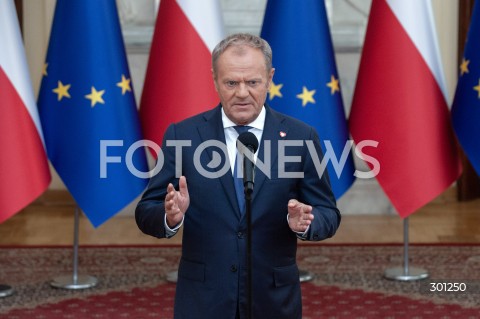  13.08.2025 WARSZAWA<br />
KONFERENCJA PREMIERA DONALDA TUSKA<br />
N/Z PREMIER DONALD TUSK<br />
 