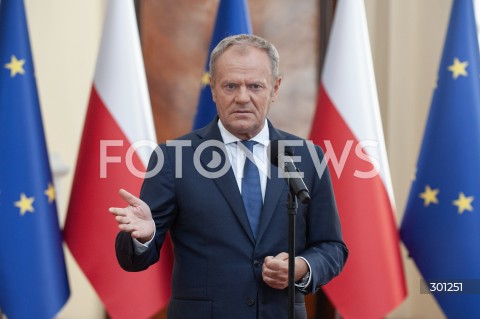  13.08.2025 WARSZAWA<br />
KONFERENCJA PREMIERA DONALDA TUSKA<br />
N/Z PREMIER DONALD TUSK<br />
 