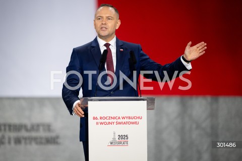  01.09.2025 GDANSK<br />
OBCHODY 86. ROCZNICY WYBUCHU II WOJNY SWIATOWEJ NA WESTERPLATTE W GDANSKU<br />
N/Z PREZYDENT KAROL NAWROCKI<br />
 