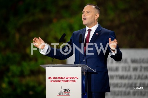 01.09.2025 GDANSK<br />
OBCHODY 86. ROCZNICY WYBUCHU II WOJNY SWIATOWEJ NA WESTERPLATTE W GDANSKU<br />
N/Z PREZYDENT KAROL NAWROCKI<br />
 