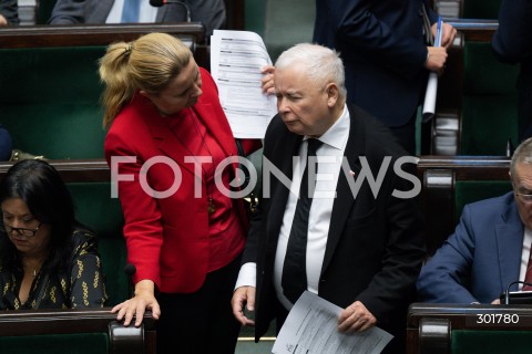  26.09.2025 WARSZAWA SEJM<br />
POSIEDZENIE SEJMU RP<br />
N/Z JAROSLAW KACZYNSKI JOANNA LICHOCKA<br />
FOT. MARCIN BANASZKIEWICZ / FOTONEWS  