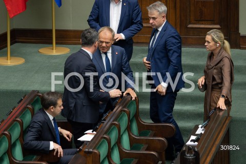 26.09.2025 WARSZAWA SEJM<br />
POSIEDZENIE SEJMU RP<br />
N/Z PREMIER DONALD TUSK ANDRZEJ DOMANSKI DARIUSZ KLIMCZAK BARBARA NOWACKA KRZYSZTOF GAWKOWSKI<br />
FOT. MARCIN BANASZKIEWICZ / FOTONEWS  