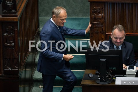  26.09.2025 WARSZAWA SEJM<br />
POSIEDZENIE SEJMU RP<br />
N/Z PREMIER DONALD TUSK<br />
FOT. MARCIN BANASZKIEWICZ / FOTONEWS  