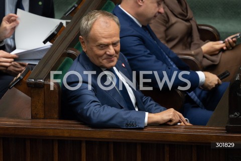  26.09.2025 WARSZAWA SEJM<br />
POSIEDZENIE SEJMU RP<br />
N/Z PREMIER DONALD TUSK<br />
FOT. MARCIN BANASZKIEWICZ / FOTONEWS  