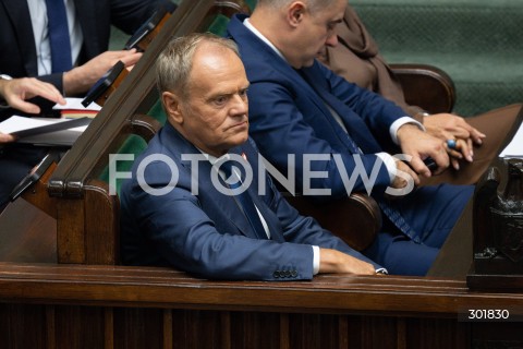  26.09.2025 WARSZAWA SEJM<br />
POSIEDZENIE SEJMU RP<br />
N/Z PREMIER DONALD TUSK<br />
FOT. MARCIN BANASZKIEWICZ / FOTONEWS  