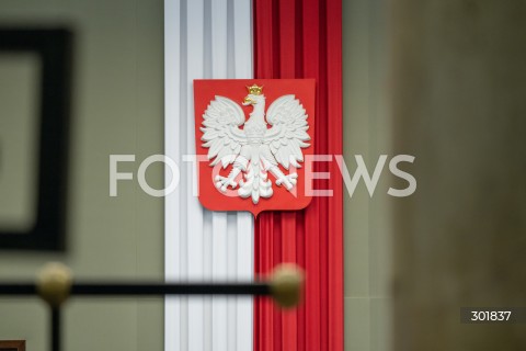  26.09.2025 WARSZAWA SEJM<br />
POSIEDZENIE SEJMU RP<br />
N/Z GODLO ORZEL BIALY<br />
FOT. MARCIN BANASZKIEWICZ / FOTONEWS  