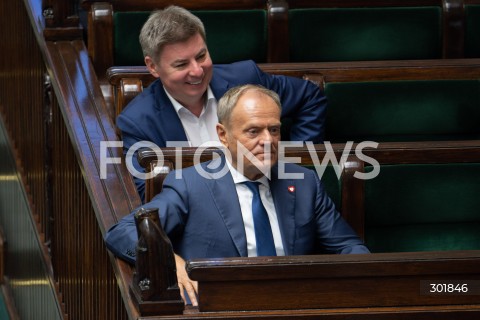  26.09.2025 WARSZAWA SEJM<br />
POSIEDZENIE SEJMU RP<br />
N/Z PREMIER DONALD TUSK JAN GRABIEC<br />
FOT. MARCIN BANASZKIEWICZ / FOTONEWS  