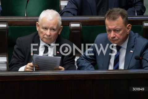  26.09.2025 WARSZAWA SEJM<br />
POSIEDZENIE SEJMU RP<br />
N/Z JAROSLAW KACZYNSKI MARIUSZ BLASZCZAK<br />
FOT. MARCIN BANASZKIEWICZ / FOTONEWS  