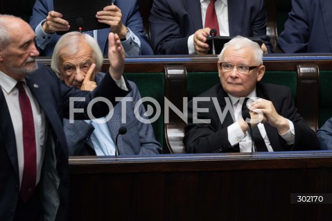  17.10.2025 WARSZAWA SEJM <br />
POSIEDZENIE SEJMU RP<br />
N/Z JAROSLAW KACZYNSKI ANTONI MACIEREWICZ RYSZARD TERLECKI <br />
FOT. MARCIN BANASZKIEWICZ / FOTONEWS  
