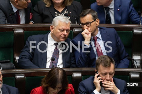  17.10.2025 WARSZAWA SEJM <br />
POSIEDZENIE SEJMU RP<br />
N/Z MAREK SUSKI MATEUSZ MORAWIECKI<br />
FOT. MARCIN BANASZKIEWICZ / FOTONEWS  
