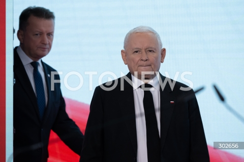  07.11.2025 WARSZAWA<br />
OSWIADCZENIE PREZESA PIS JAROSLAWA KACZYNSKIEGO<br />
N/Z JAROSLAW KACZYNSKI MARIUSZ BLASZCZAK<br />
FOT. MARCIN BANASZKIEWICZ / FOTONEWS  