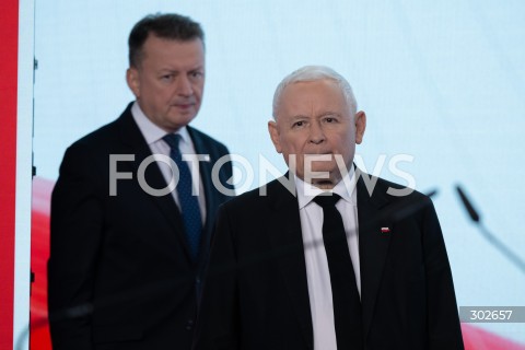  07.11.2025 WARSZAWA<br />
OSWIADCZENIE PREZESA PIS JAROSLAWA KACZYNSKIEGO<br />
N/Z JAROSLAW KACZYNSKI MARIUSZ BLASZCZAK<br />
FOT. MARCIN BANASZKIEWICZ / FOTONEWS  