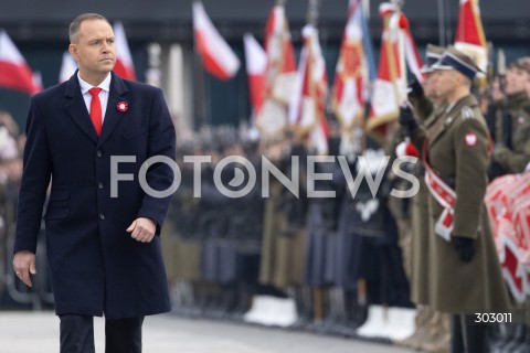 WARSZAWA 11.11.2025<br />
OBCHODY NARODOWEGO SWIETA NIEPODLEGLOSCI W WARSZAWIE<br />
NZ. PREZYDENT RP KAROL NAWROCKI<br />
FOT. ANTONI BYSZEWSKI/FOTONEWS 