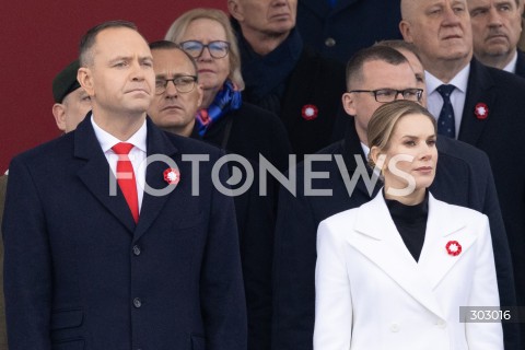  WARSZAWA 11.11.2025<br />
OBCHODY NARODOWEGO SWIETA NIEPODLEGLOSCI W WARSZAWIE<br />
NZ. PREZYDENT RP KAROL NAWROCKI MARTA NAWROCKA<br />
FOT. ANTONI BYSZEWSKI/FOTONEWS 