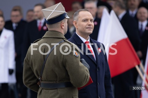  WARSZAWA 11.11.2025<br />
OBCHODY NARODOWEGO SWIETA NIEPODLEGLOSCI W WARSZAWIE<br />
NZ. PREZYDENT RP KAROL NAWROCKI<br />
FOT. ANTONI BYSZEWSKI/FOTONEWS 