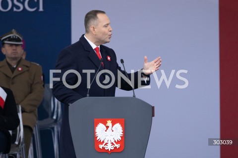  WARSZAWA 11.11.2025<br />
OBCHODY NARODOWEGO SWIETA NIEPODLEGLOSCI W WARSZAWIE<br />
NZ. PREZYDENT RP KAROL NAWROCKI<br />
FOT. ANTONI BYSZEWSKI/FOTONEWS 