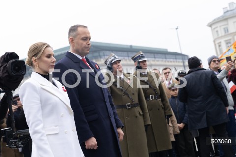  WARSZAWA 11.11.2025<br />
OBCHODY NARODOWEGO SWIETA NIEPODLEGLOSCI W WARSZAWIE<br />
NZ. MARTA NAWROCKA PREZYDENT RP KAROL NAWROCKI<br />
FOT. ANTONI BYSZEWSKI/FOTONEWS 