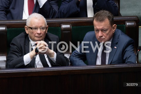  21.11.2025 WARSZAWA SEJM <br />
POSIEDZENIE SEJMU RP<br />
N/Z JAROSLAW KACZYNSKI MARIUSZ BLASZCZAK<br />
FOT. MARCIN BANASZKIEWICZ / FOTONEWS  