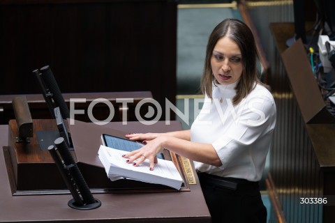  21.11.2025 WARSZAWA SEJM <br />
POSIEDZENIE SEJMU RP<br />
N/Z KINGA GAJEWSKA<br />
FOT. MARCIN BANASZKIEWICZ / FOTONEWS  