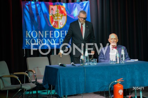  22.11.2025 JABLONNA<br />
DEBATA HISTORYCZNA KONFEDERACJI KORONY POLSKIEJ<br />
N/Z GRZEGORZ BRAUN JANUSZ KORWIN MIKKE<br />
FOT. MARCIN BANASZKIEWICZ / FOTONEWS  