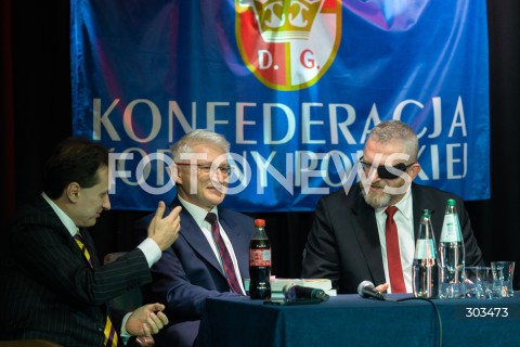  22.11.2025 JABLONNA<br />
DEBATA HISTORYCZNA KONFEDERACJI KORONY POLSKIEJ<br />
N/Z TOMASZ SOMMER MAREK SKALSKI GRZEGORZ BRAUN<br />
FOT. MARCIN BANASZKIEWICZ / FOTONEWS  