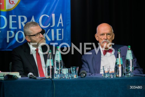  22.11.2025 JABLONNA<br />
DEBATA HISTORYCZNA KONFEDERACJI KORONY POLSKIEJ<br />
N/Z GRZEGORZ BRAUN JANUSZ KORWIN MIKKE<br />
FOT. MARCIN BANASZKIEWICZ / FOTONEWS  