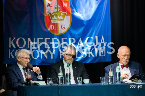  22.11.2025 JABLONNA<br />
DEBATA HISTORYCZNA KONFEDERACJI KORONY POLSKIEJ<br />
N/Z MAREK SKALSKI GRZEGORZ BRAUN JANUSZ KORWIN MIKKE<br />
FOT. MARCIN BANASZKIEWICZ / FOTONEWS  