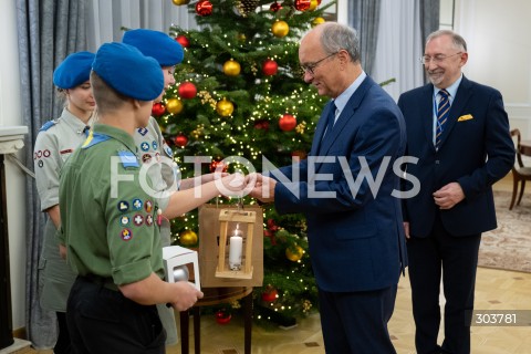  08.12.2025 WARSZAWA<br />BETLEJEMSKIE SWIATLO POKOJU W SEJMIE<br />N/Z MARSZALEK WLODZIMIERZ CZARZASTY JERZY WOZNIAK<br /> 