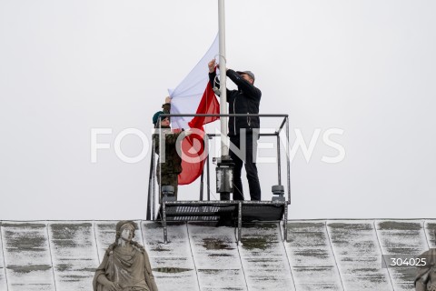  03.01.2026 WARSZAWA<br />UROCZYSTA ZMIANA FLAGI NAD PALACEM PREZYDENCKIM<br />N/Z PALAC PREZYDENCKI<br /> 