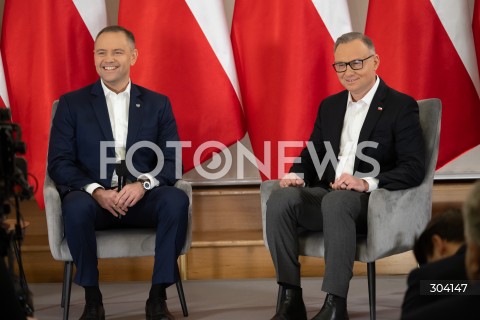  08.01.2026 WARSZAWA<br />SPOTKANIE PREZYDENTA KAROLA NAWROCKIEGO Z ANDRZEJEM DUDA<br />N/Z PREZYDENT KAROL NAWROCKI ANDRZEJ DUDA<br />FOT. MARCIN BANASZKIEWICZ / FOTONEWS  