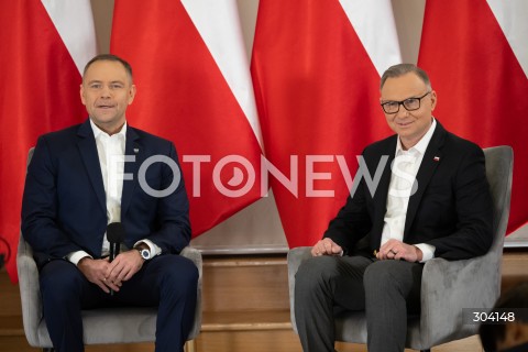  08.01.2026 WARSZAWA<br />SPOTKANIE PREZYDENTA KAROLA NAWROCKIEGO Z ANDRZEJEM DUDA<br />N/Z PREZYDENT KAROL NAWROCKI ANDRZEJ DUDA<br />FOT. MARCIN BANASZKIEWICZ / FOTONEWS  