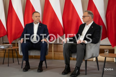  08.01.2026 WARSZAWA<br />SPOTKANIE PREZYDENTA KAROLA NAWROCKIEGO Z ANDRZEJEM DUDA<br />N/Z PREZYDENT KAROL NAWROCKI ANDRZEJ DUDA<br />FOT. MARCIN BANASZKIEWICZ / FOTONEWS  