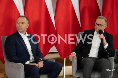 08.01.2026 WARSZAWA<br />SPOTKANIE PREZYDENTA KAROLA NAWROCKIEGO Z ANDRZEJEM DUDA<br />N/Z PREZYDENT KAROL NAWROCKI ANDRZEJ DUDA<br />FOT. MARCIN BANASZKIEWICZ / FOTONEWS   