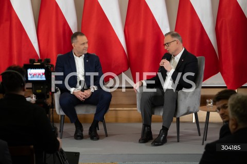  08.01.2026 WARSZAWA<br />SPOTKANIE PREZYDENTA KAROLA NAWROCKIEGO Z ANDRZEJEM DUDA<br />N/Z PREZYDENT KAROL NAWROCKI ANDRZEJ DUDA<br />FOT. MARCIN BANASZKIEWICZ / FOTONEWS  