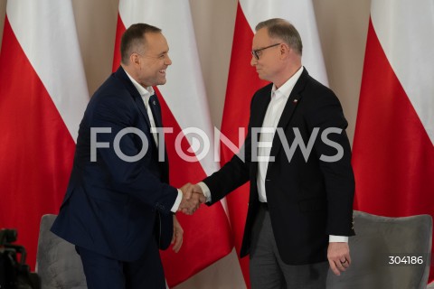  08.01.2026 WARSZAWA<br />SPOTKANIE PREZYDENTA KAROLA NAWROCKIEGO Z ANDRZEJEM DUDA<br />N/Z PREZYDENT KAROL NAWROCKI ANDRZEJ DUDA<br />FOT. MARCIN BANASZKIEWICZ / FOTONEWS  